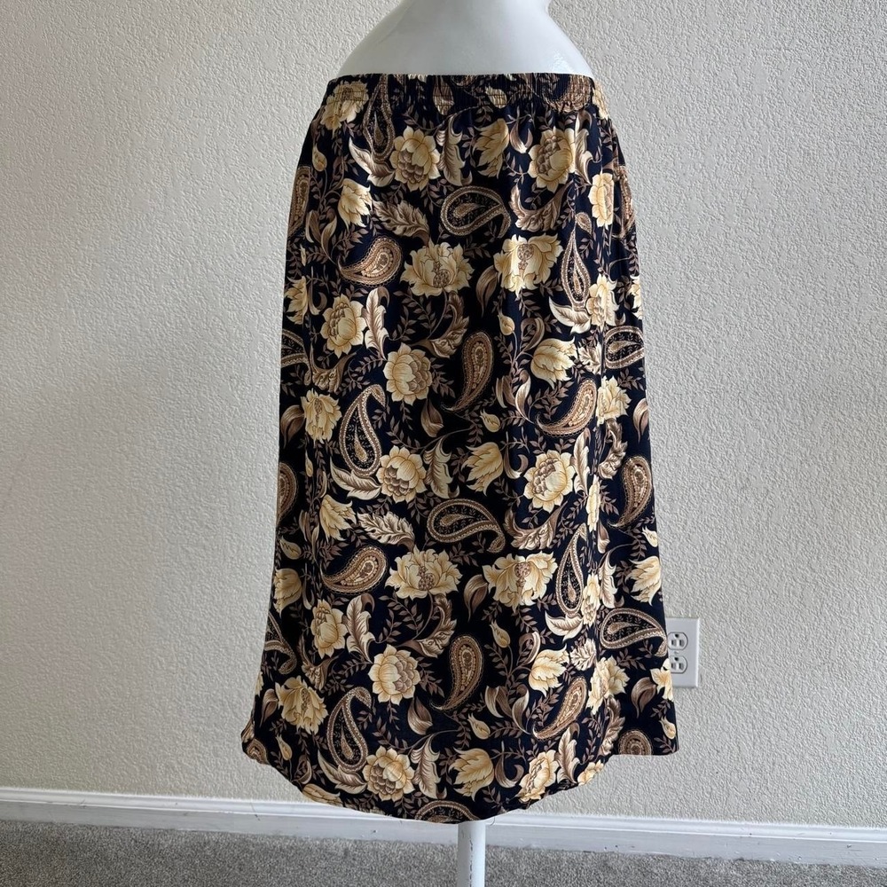 Blair Boutique cream and black floral print midi skirt